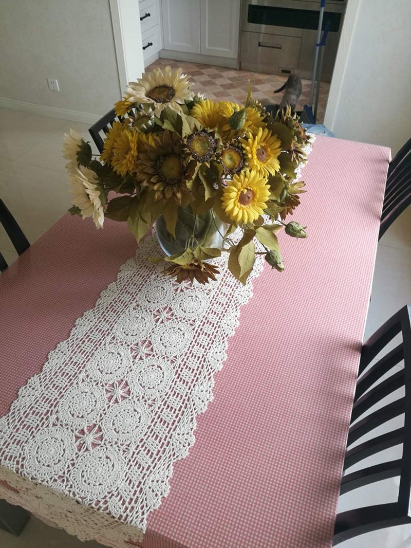 Damanni Oval Cotton Handmade Crochet Lace Table Runner Doilies Dresser Scarf ,15 Inch by 63 Inchï¼ŒBeige - Image 3